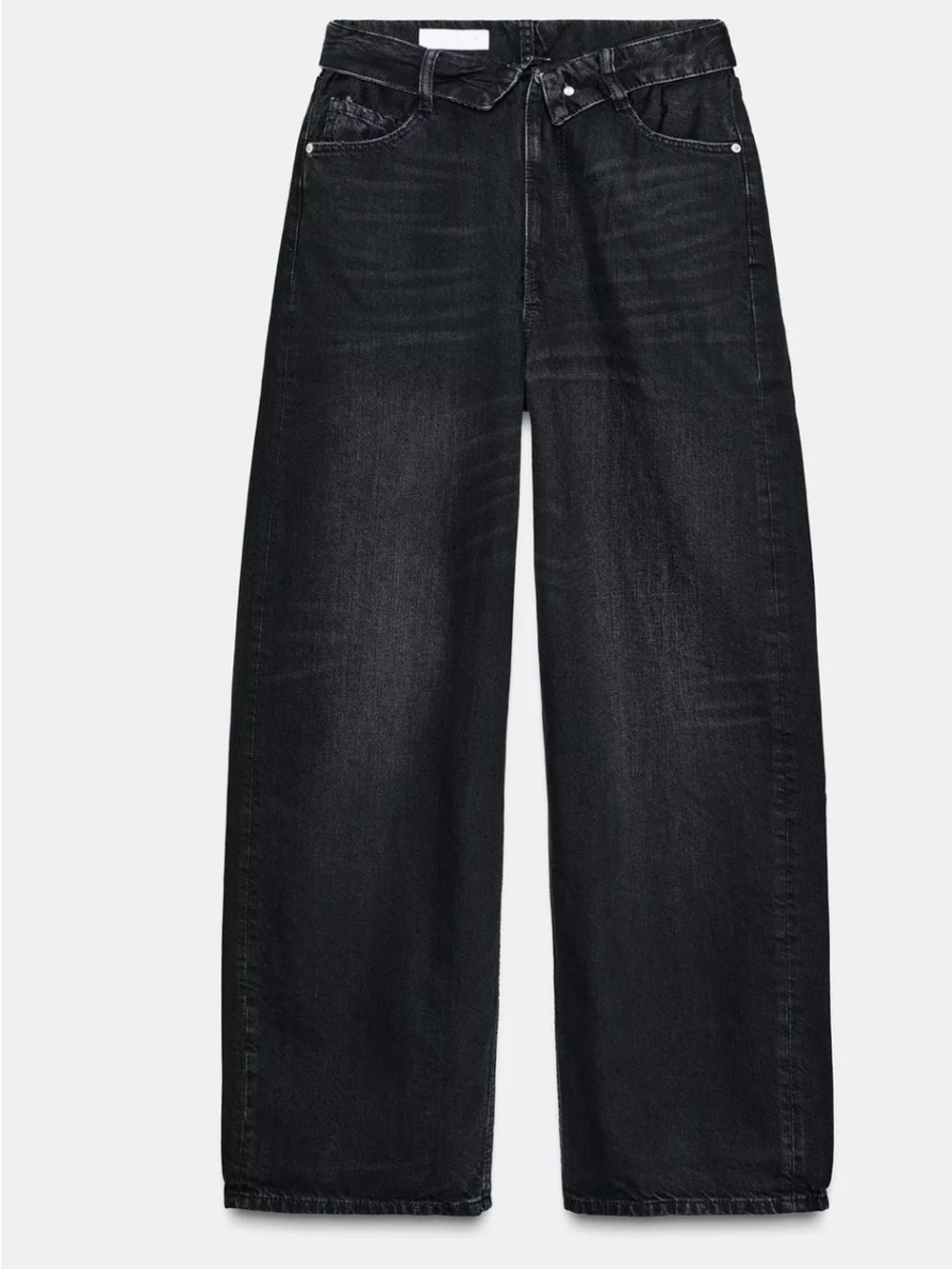 ZARA TRF Folded Waist Wide Leg Jeans